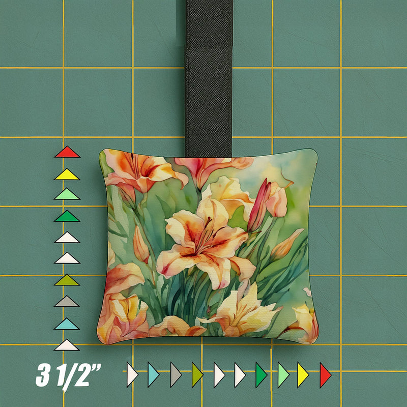 Utah Sego Lilies in Watercolor Hanging Square Fabric Ornament 3.5 × 3.5