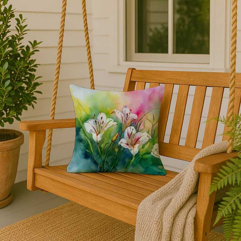 Utah Sego Lilies in Watercolor Throw Pillow