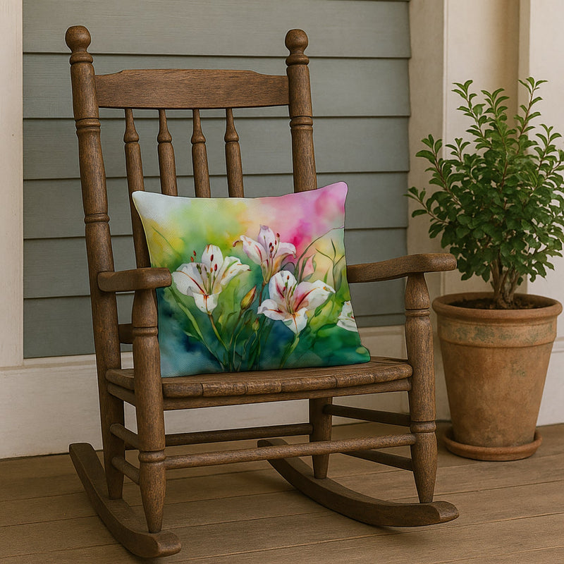 Utah Sego Lilies in Watercolor Throw Pillow