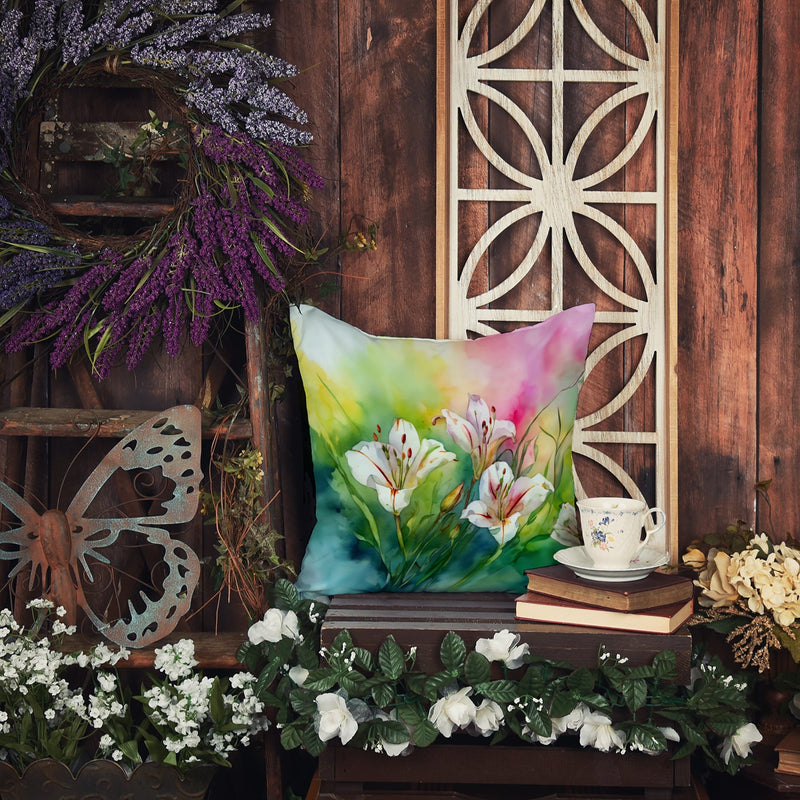 Utah Sego Lilies in Watercolor Throw Pillow