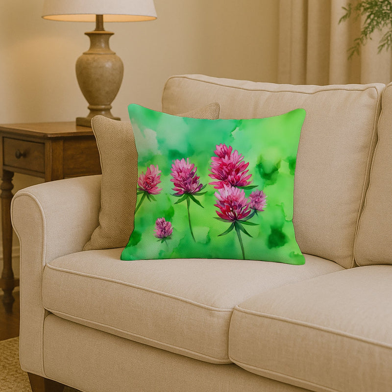 Vermont Red Clover in Watercolor Throw Pillow
