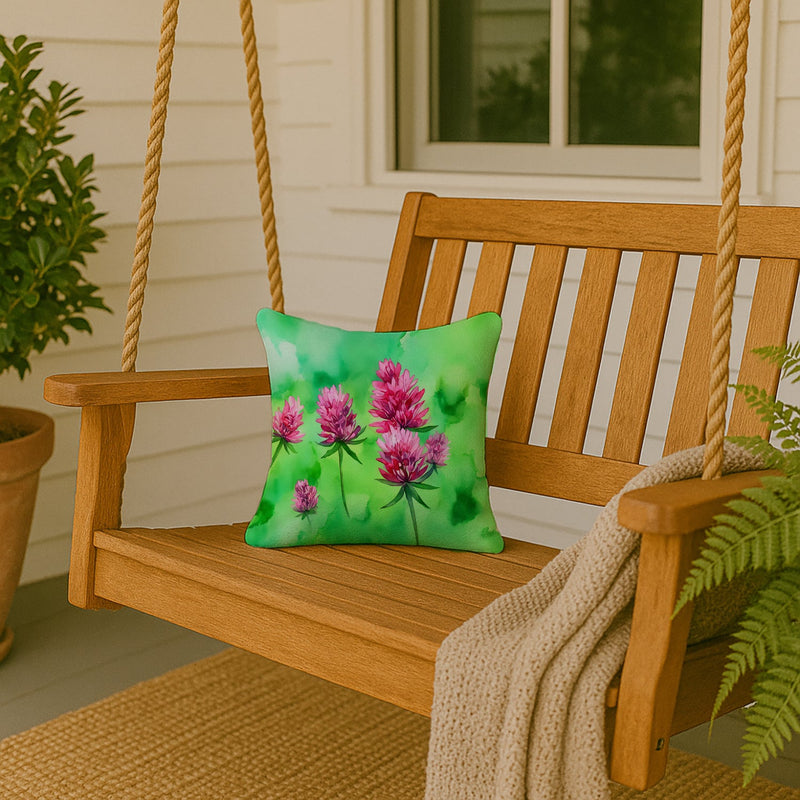 Vermont Red Clover in Watercolor Throw Pillow