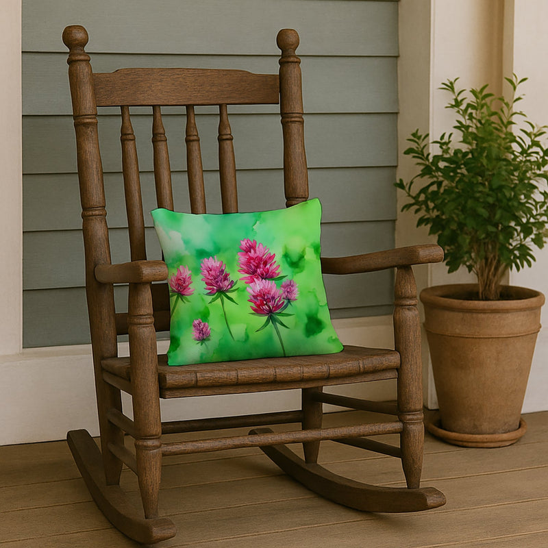 Vermont Red Clover in Watercolor Throw Pillow