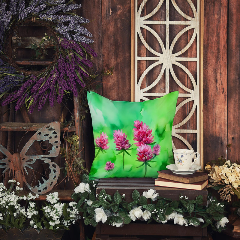 Vermont Red Clover in Watercolor Throw Pillow
