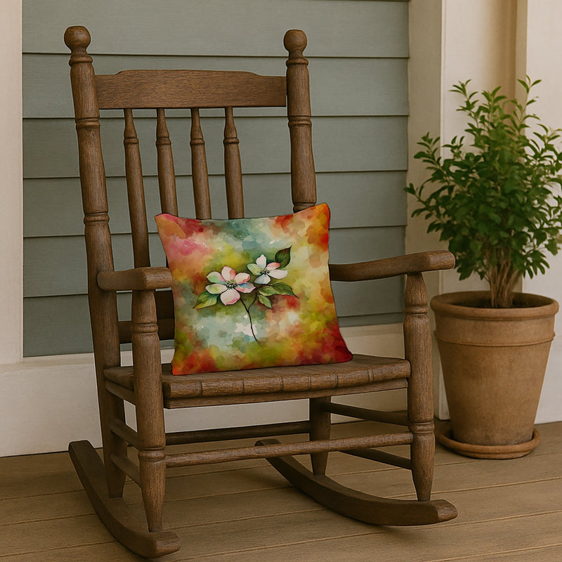 Virginia American Dogwood in Watercolor Throw Pillow