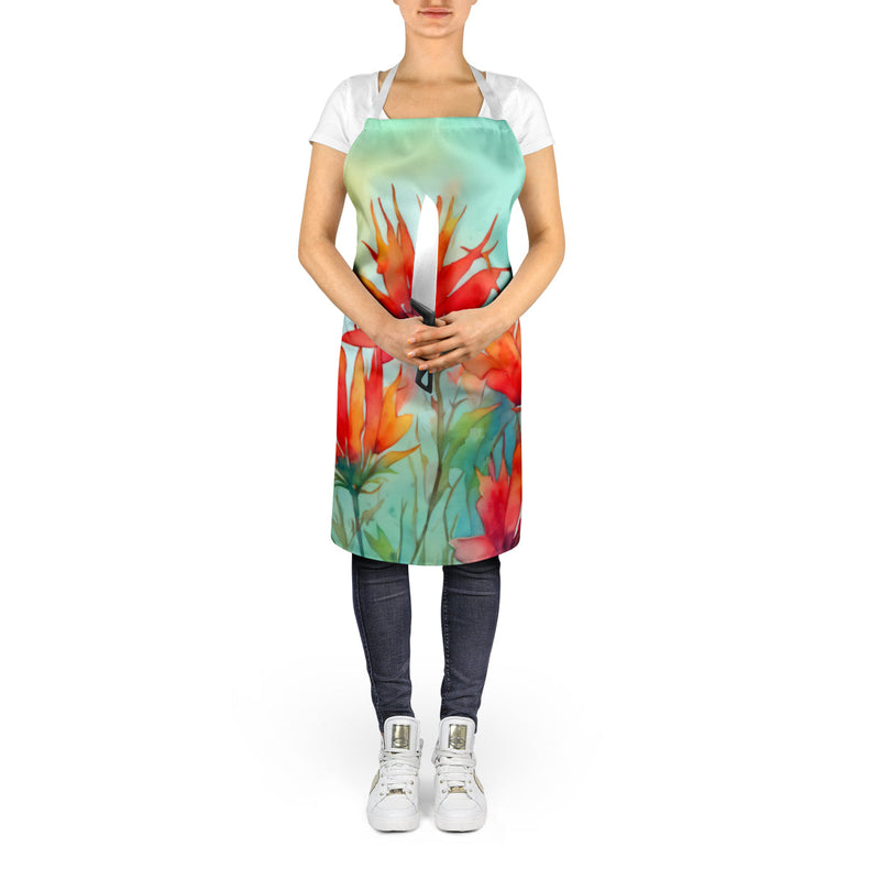 Wyoming Indian Paintbrush in Watercolor Apron