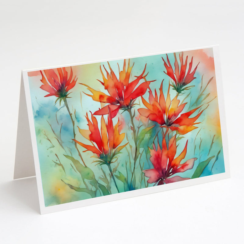 Wyoming Indian Paintbrush in Watercolor Greeting Cards and Envelopes Pack of 8