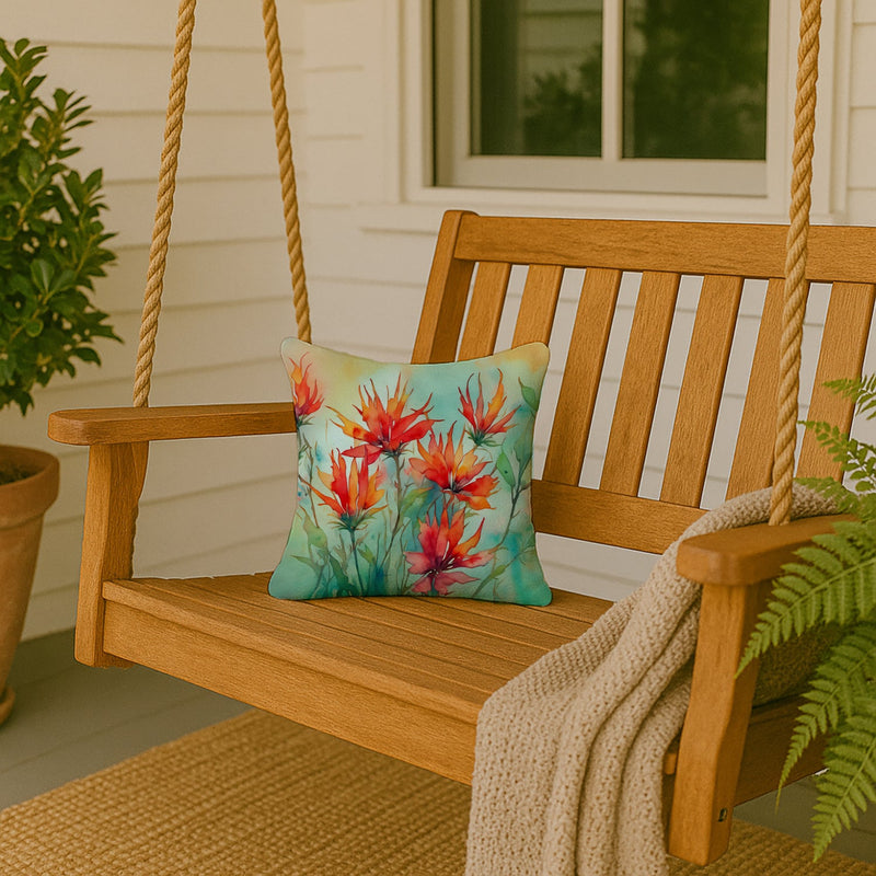 Wyoming Indian Paintbrush in Watercolor Throw Pillow