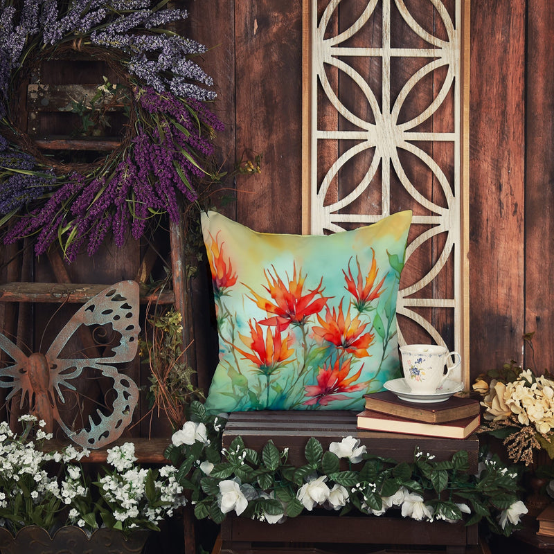 Wyoming Indian Paintbrush in Watercolor Throw Pillow