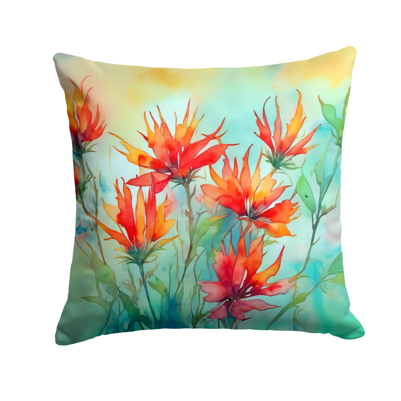 Wyoming Indian Paintbrush in Watercolor Throw Pillow