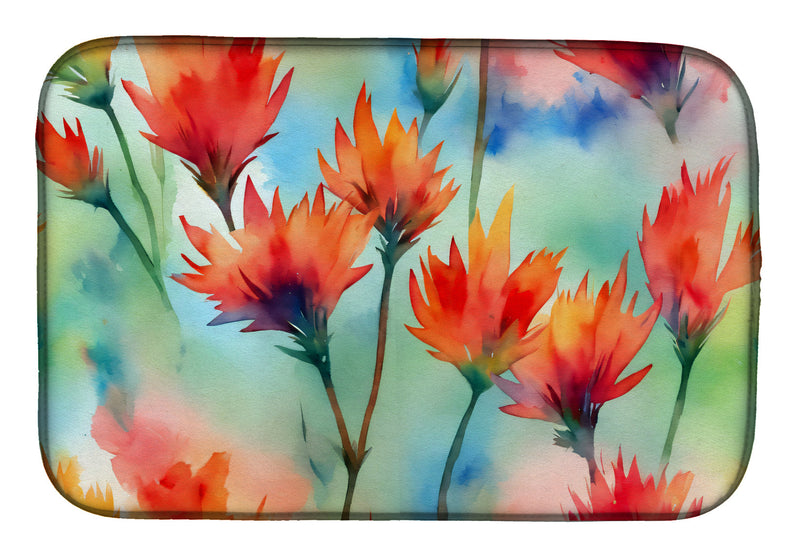 Wyoming Indian Paintbrush in Watercolor Dish Drying Mat