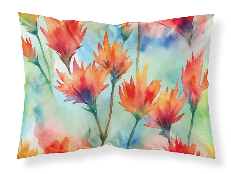 Wyoming Indian Paintbrush in Watercolor Fabric Standard Pillowcase