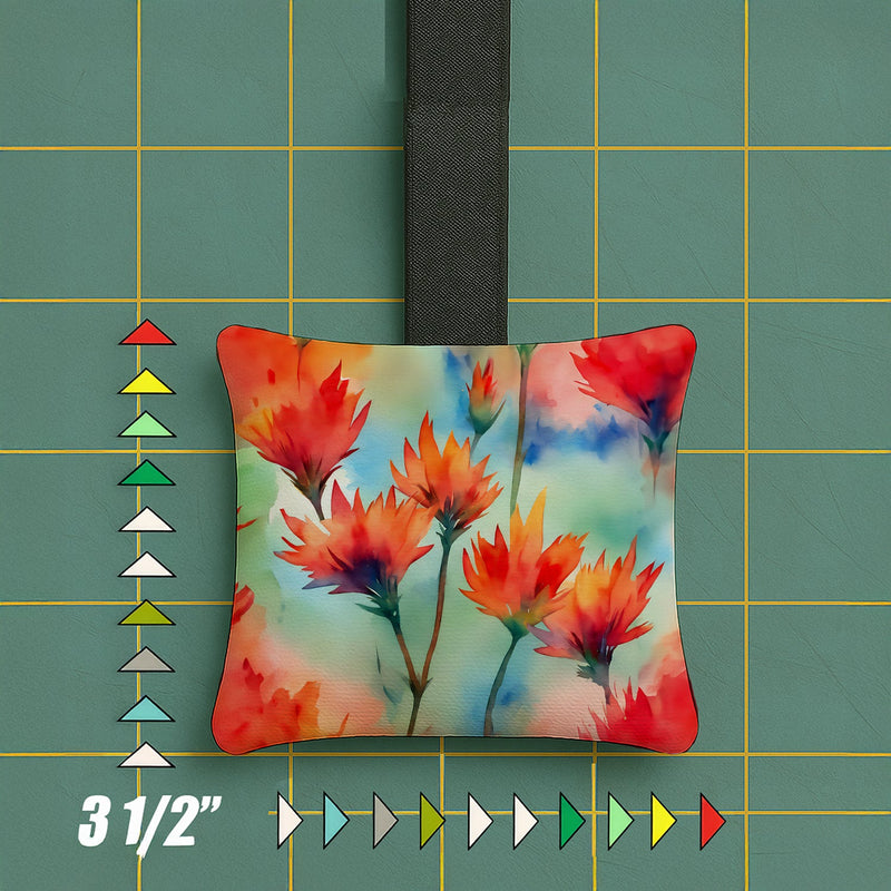 Wyoming Indian Paintbrush in Watercolor Hanging Square Fabric Ornament 3.5 × 3.5