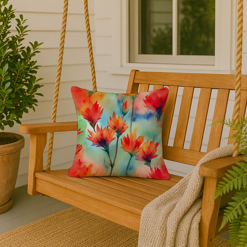 Wyoming Indian Paintbrush in Watercolor Throw Pillow