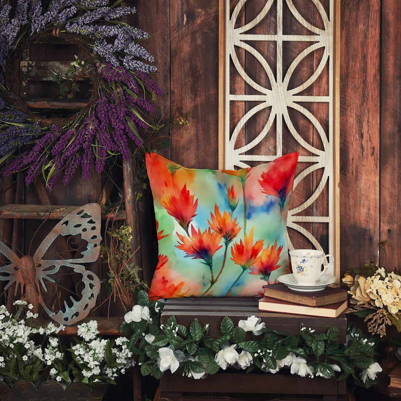 Wyoming Indian Paintbrush in Watercolor Throw Pillow