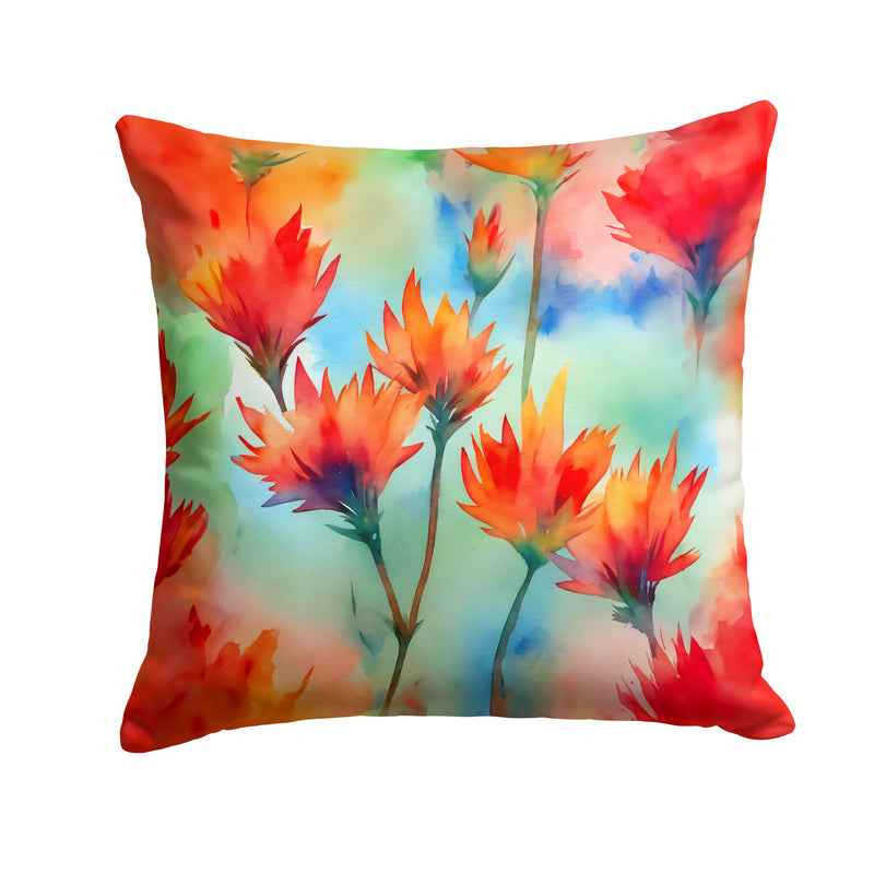 Wyoming Indian Paintbrush in Watercolor Throw Pillow