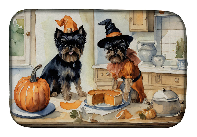 Affenpinscher Fall Kitchen Pumpkins Dish Drying Mat