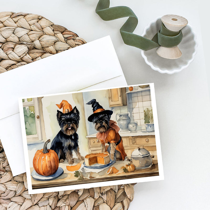 Affenpinscher Fall Kitchen Pumpkins Greeting Cards and Envelopes Pack of 8