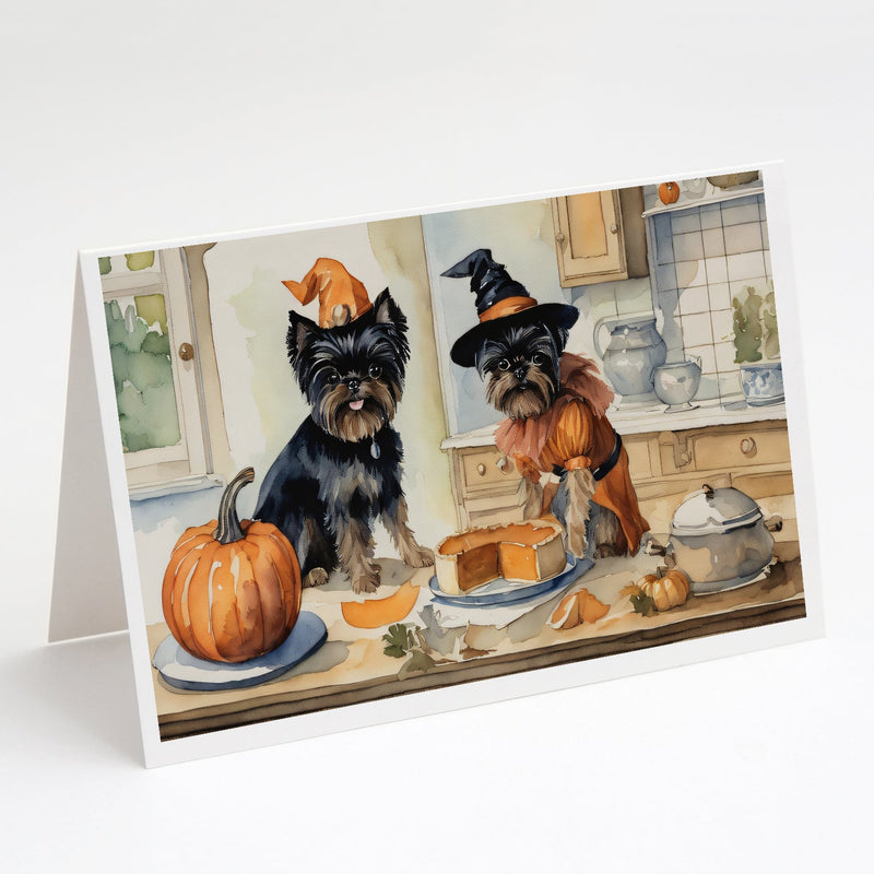 Affenpinscher Fall Kitchen Pumpkins Greeting Cards and Envelopes Pack of 8