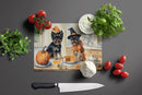 Affenpinscher Fall Kitchen Pumpkins Glass Cutting Boards – Durable, Decorative Kitchen Art Large