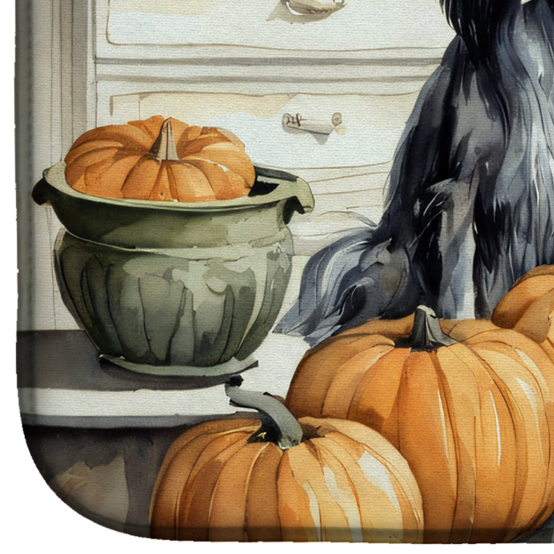 Afghan Hound Fall Kitchen Pumpkins Dish Drying Mat