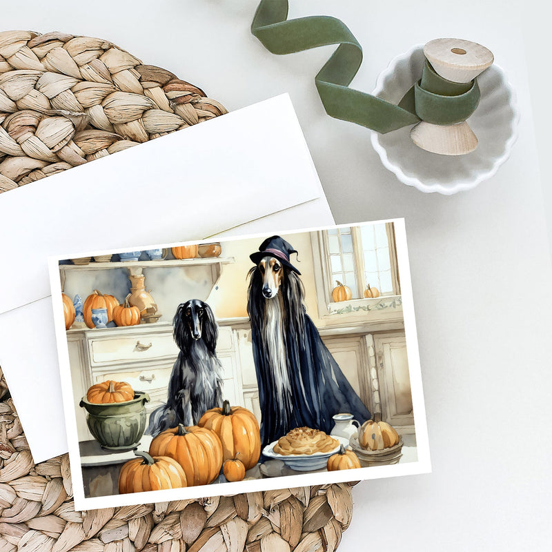 Afghan Hound Fall Kitchen Pumpkins Greeting Cards and Envelopes Pack of 8