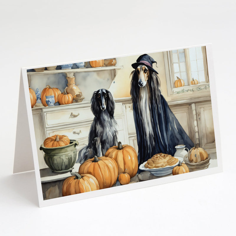 Afghan Hound Fall Kitchen Pumpkins Greeting Cards and Envelopes Pack of 8