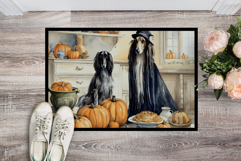 Afghan Hound Fall Kitchen Pumpkins Doormat 18x27