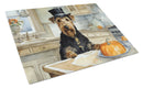 Airedale Terrier Fall Kitchen Pumpkins Glass Cutting Boards – Durable, Decorative Kitchen Art Large