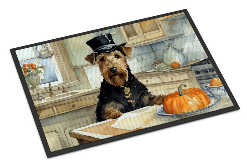 Airedale Terrier Fall Kitchen Pumpkins Doormat 18x27