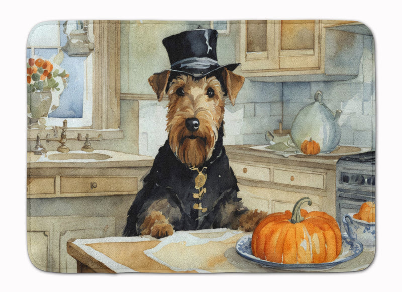 Airedale Terrier Fall Kitchen Pumpkins Memory Foam Kitchen Mat