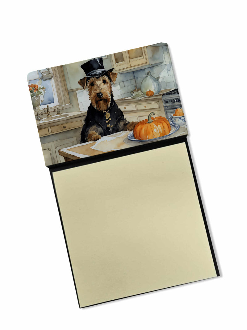 Airedale Terrier Fall Kitchen Pumpkins Sticky Note Holder