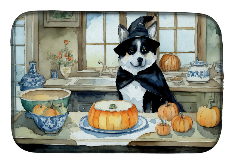 Akita Fall Kitchen Pumpkins Dish Drying Mat