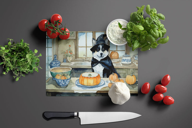 Akita Fall Kitchen Pumpkins Glass Cutting Board Large