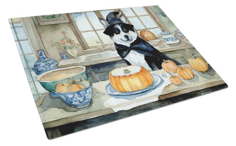 Akita Fall Kitchen Pumpkins Glass Cutting Board Large