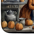 American Eskimo Fall Kitchen Pumpkins Dish Drying Mat