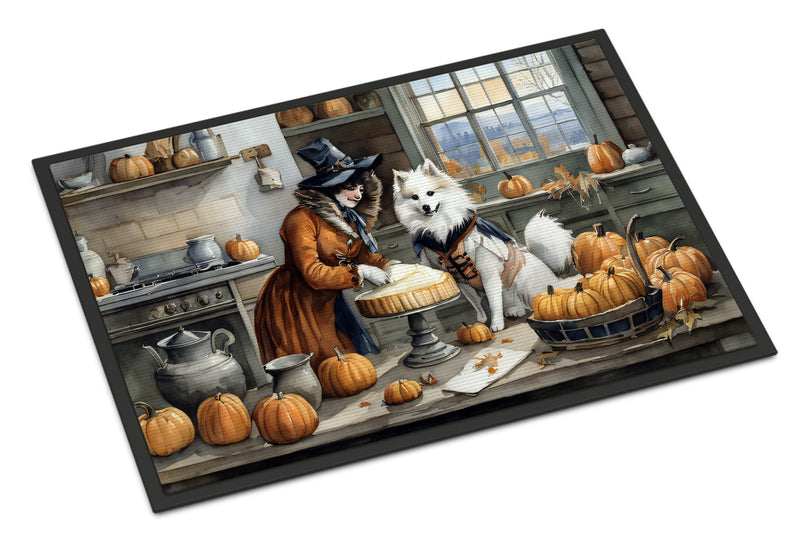 American Eskimo Fall Kitchen Pumpkins Indoor or Outdoor Mat 24x36