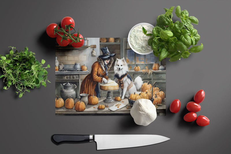 American Eskimo Fall Kitchen Pumpkins Glass Cutting Boards – Durable, Decorative Kitchen Art Large