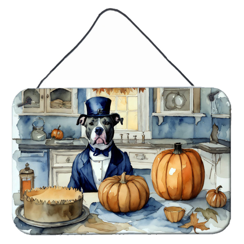 Pit Bull Terrier Fall Kitchen Pumpkins Wall or Door Hanging Prints