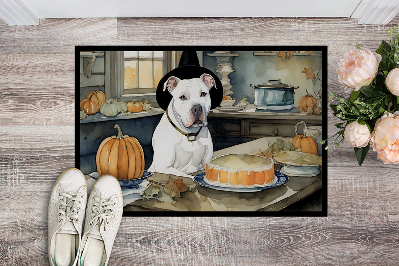 Pit Bull Terrier Fall Kitchen Pumpkins Indoor or Outdoor Mat 24x36