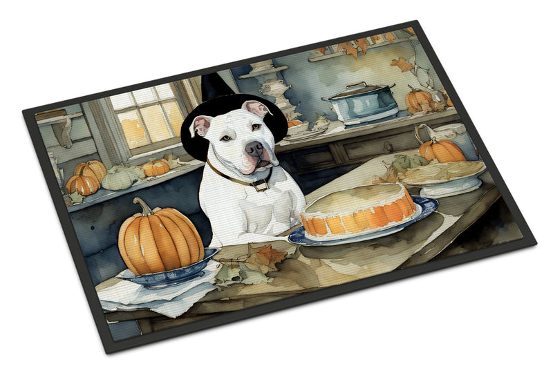 Pit Bull Terrier Fall Kitchen Pumpkins Indoor or Outdoor Mat 24x36