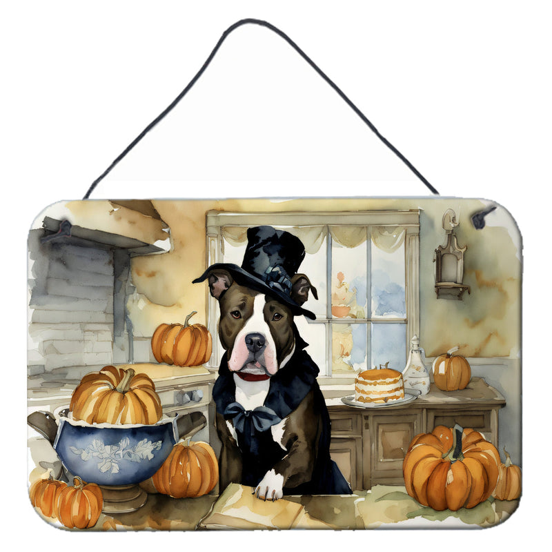 Pit Bull Terrier Fall Kitchen Pumpkins Wall or Door Hanging Prints