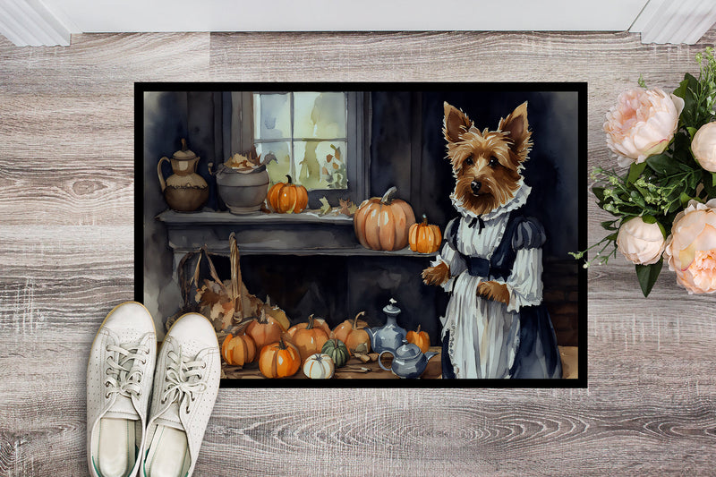 Australian Terrier Fall Kitchen Pumpkins Indoor or Outdoor Mat 24x36