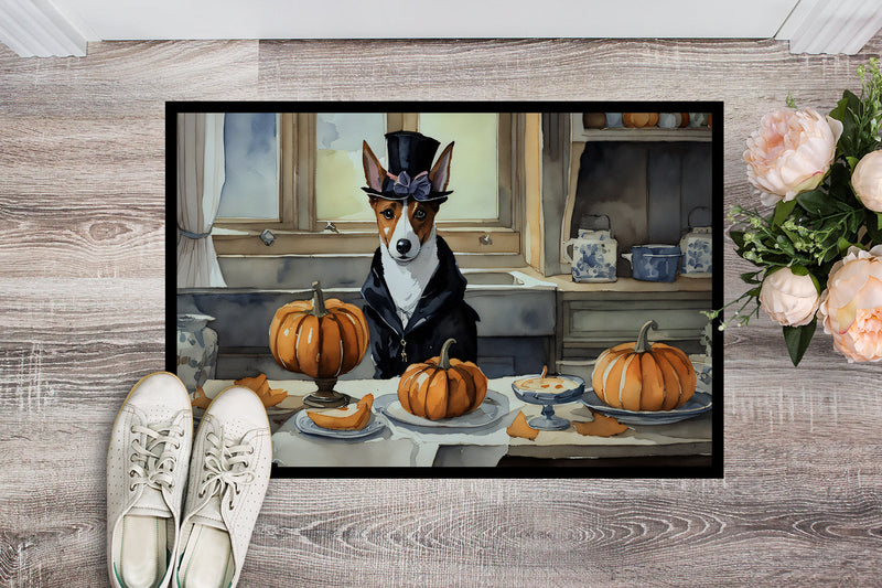 Basenji Fall Kitchen Pumpkins Indoor or Outdoor Mat 24x36