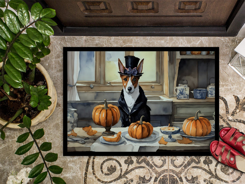 Basenji Fall Kitchen Pumpkins Indoor or Outdoor Mat 24x36