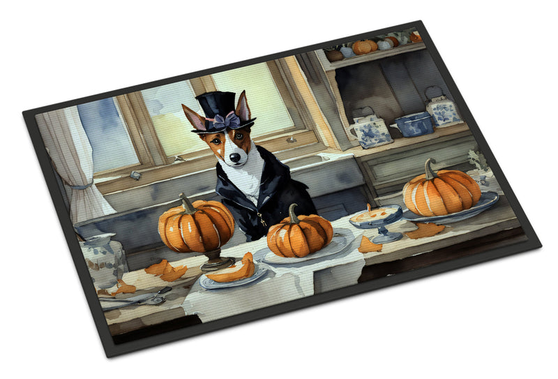 Basenji Fall Kitchen Pumpkins Indoor or Outdoor Mat 24x36