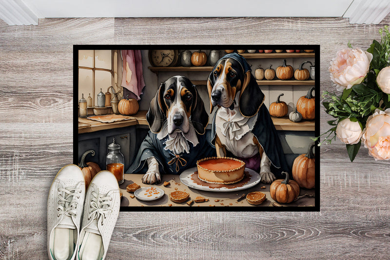 Basset Hound Fall Kitchen Pumpkins Indoor or Outdoor Mat 24x36