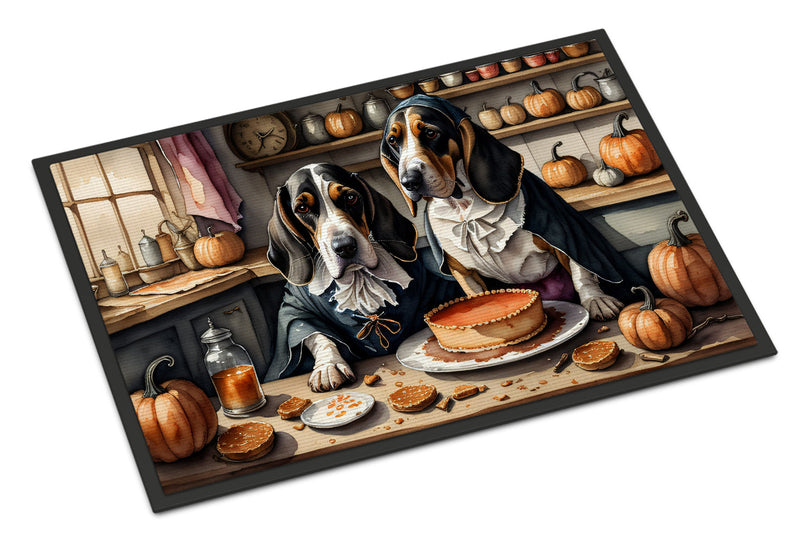 Basset Hound Fall Kitchen Pumpkins Indoor or Outdoor Mat 24x36