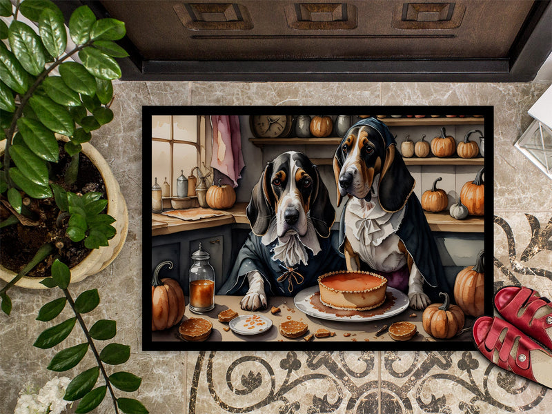 Basset Hound Fall Kitchen Pumpkins Doormat 18x27