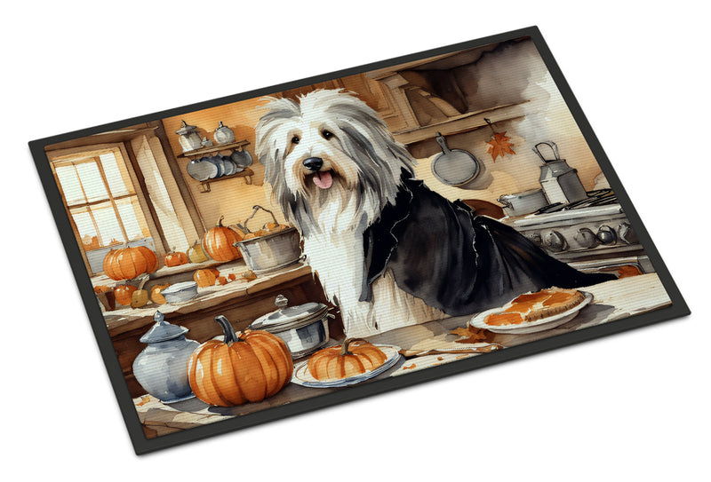 Bearded Collie Fall Kitchen Pumpkins Indoor or Outdoor Mat 24x36